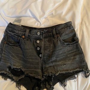 levi’s black high rise denim shorts
